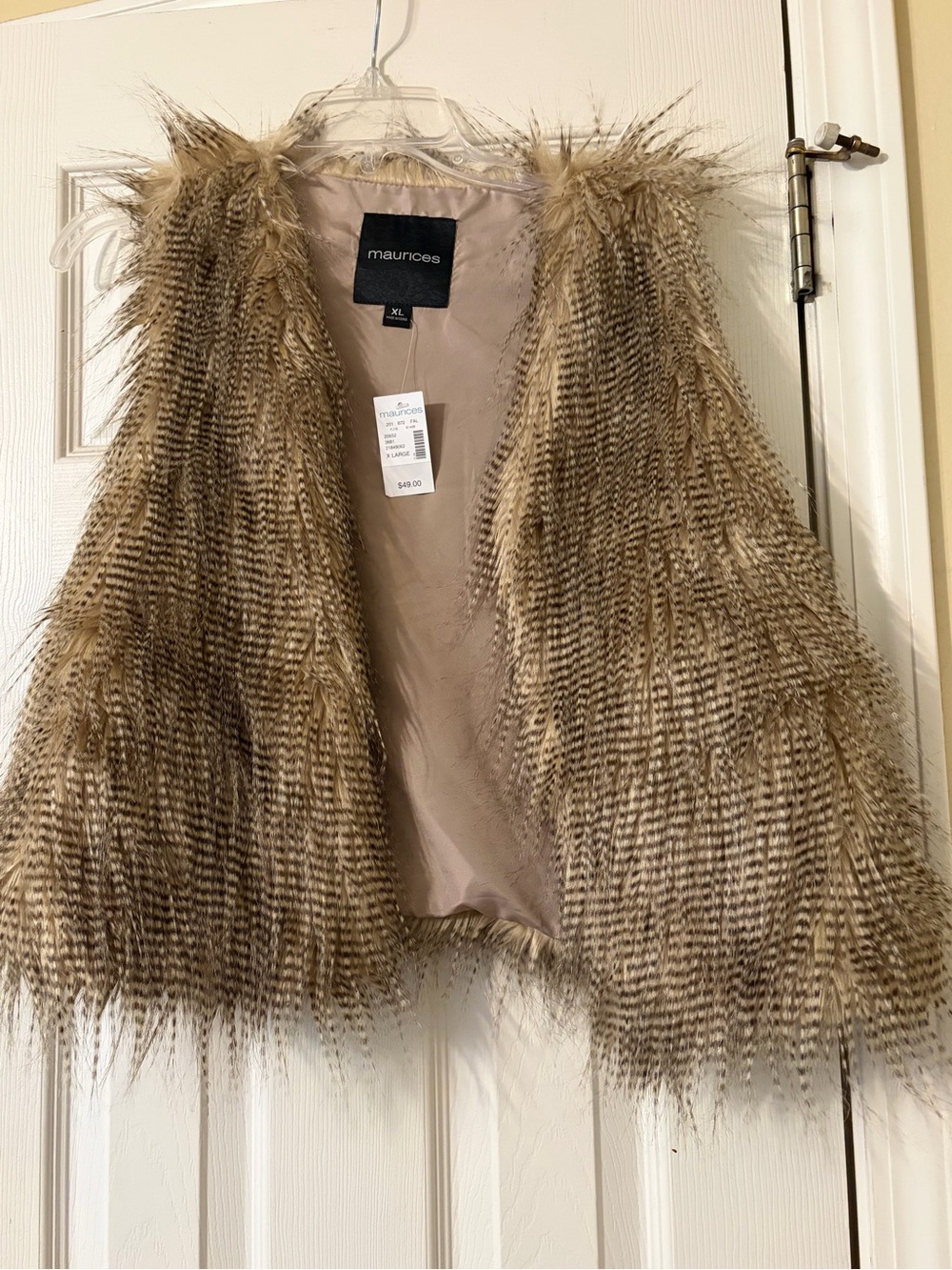 Maurices Tan Beige Faux Fur Vest - Textured Layer